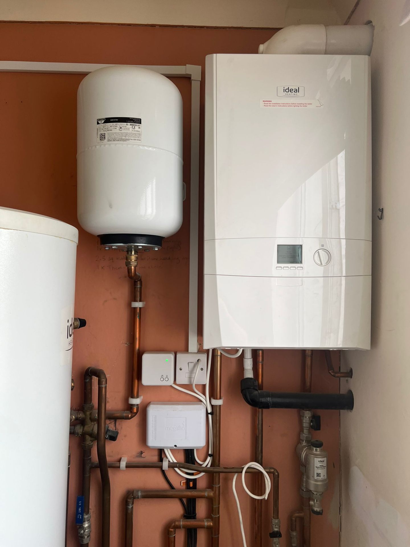 Ideal boiler with expansion vessel and heating system, Essex